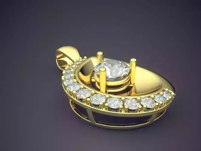 Rain Drop Shaped Pendant With Diamonds CAD 3819