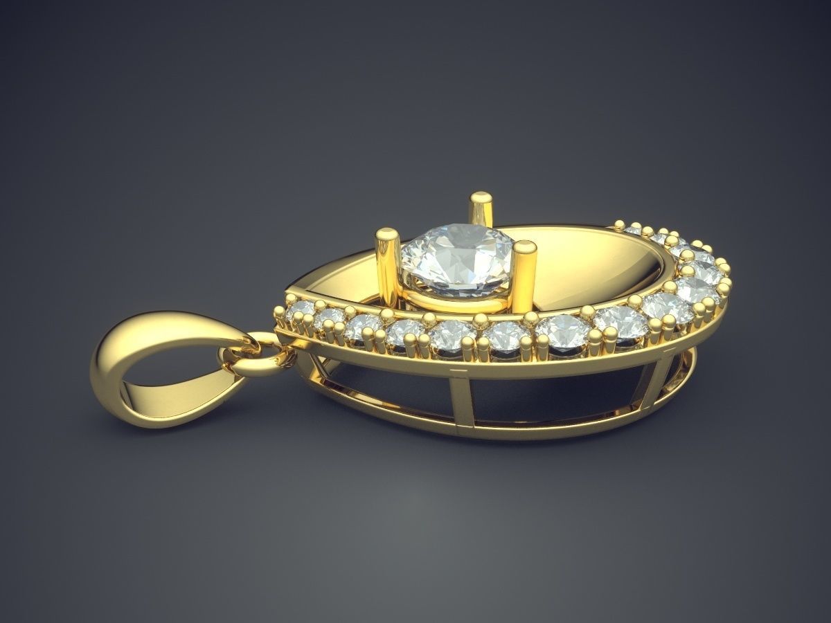 Rain Drop Shaped Pendant With Diamonds CAD 3819 3D print model_3