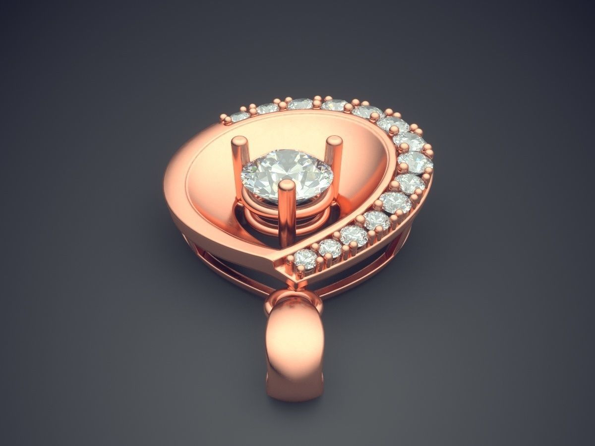 Rain Drop Shaped Pendant With Diamonds CAD 3819 3D print model_2