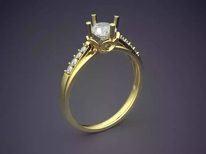 Simple Engagement Ring With Diamond CAD 3814 3D print model