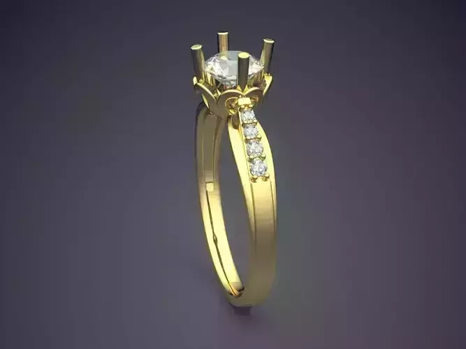 Simple Engagement Ring With Diamond CAD 3814