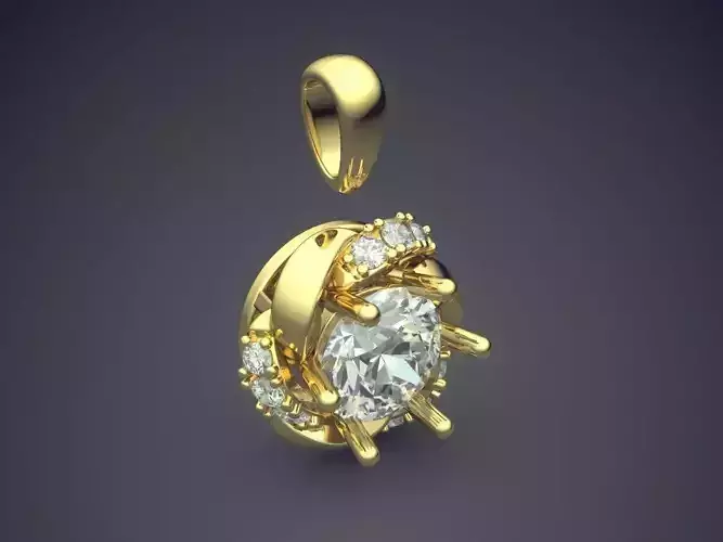 Hanging Earrings With Diamond In The Middle CAD 3815 3D print model