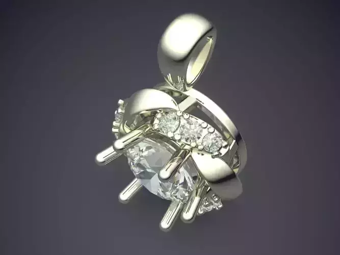 Hanging Earrings With Diamond In The Middle CAD 3815