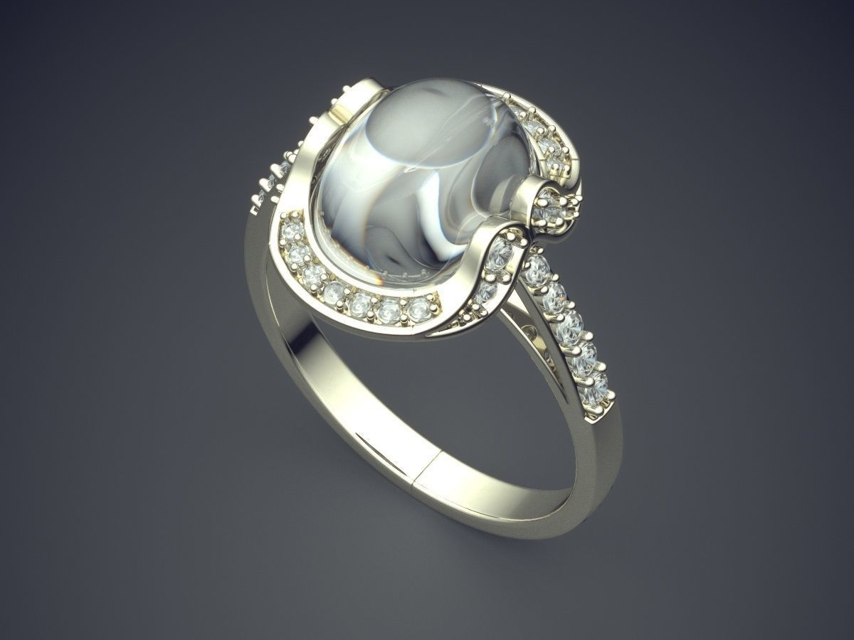 Thin Engagement Ring With Huge Diamond 3802 3D print model_1