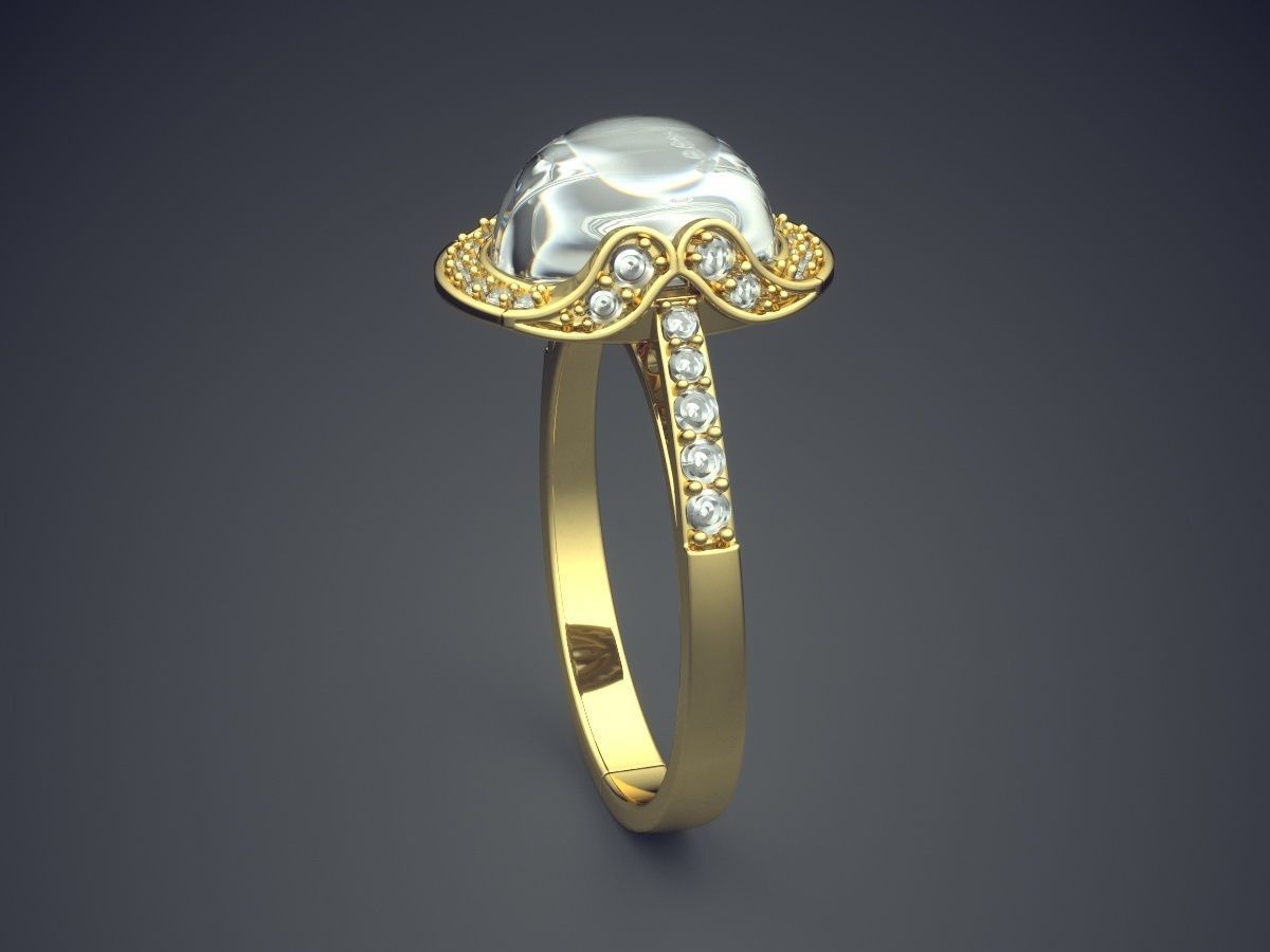 Thin Engagement Ring With Huge Diamond 3802 3D print model_3
