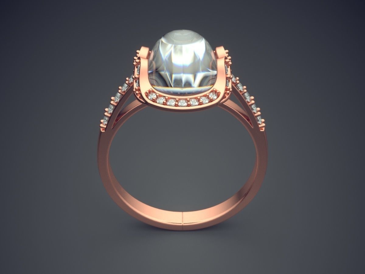 Thin Engagement Ring With Huge Diamond 3802 3D print model_2