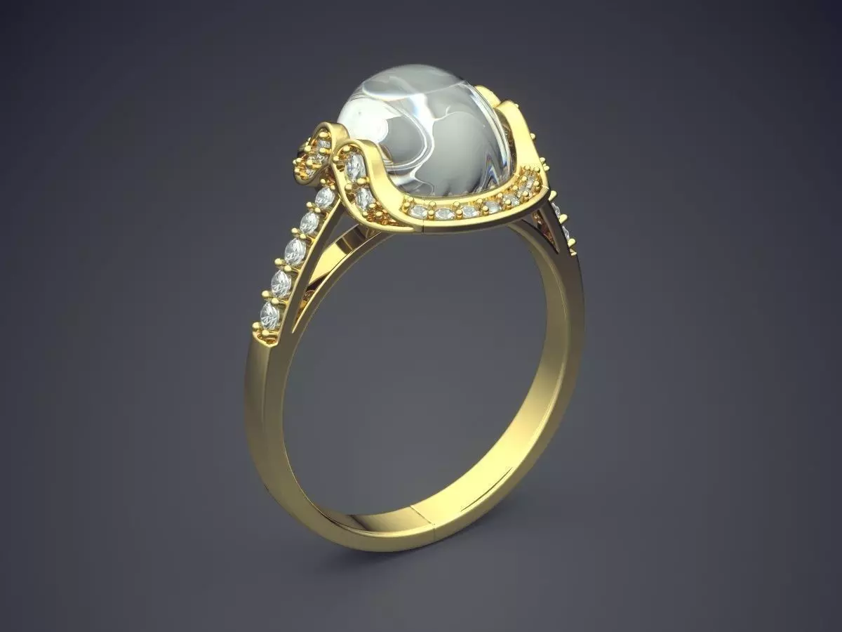 Thin Engagement Ring With Huge Diamond 3802 3D print model_0