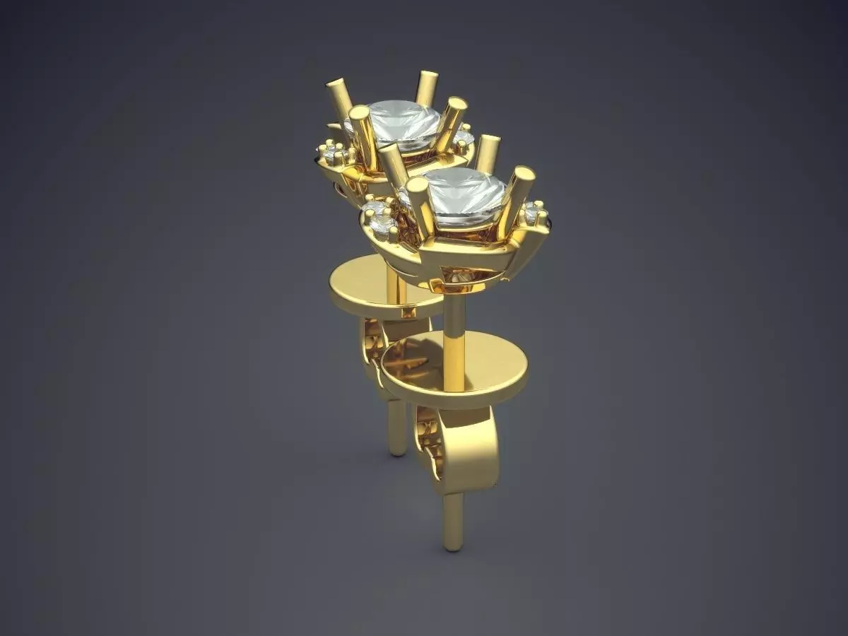 Simple Earrings With Diamonds CAD 3801 3D print model_3