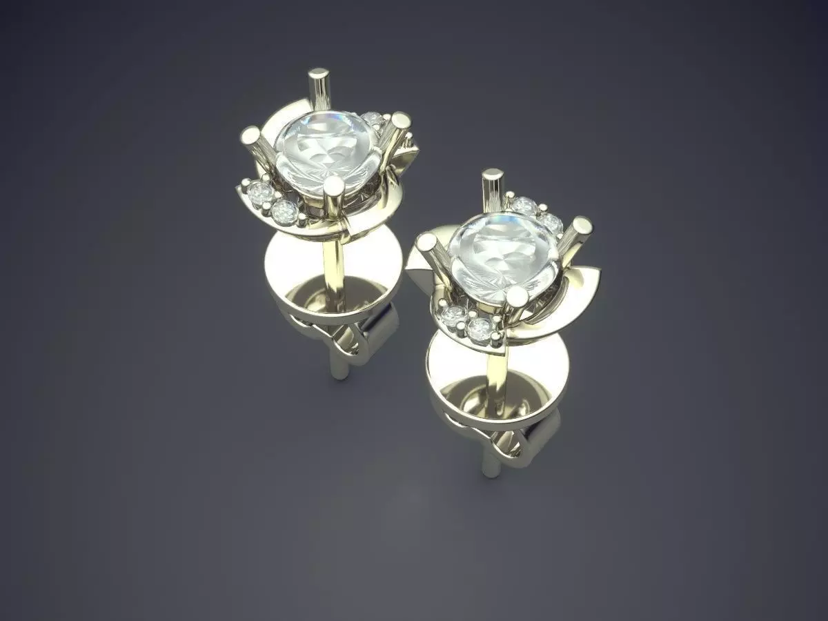Simple Earrings With Diamonds CAD 3801 3D print model_1