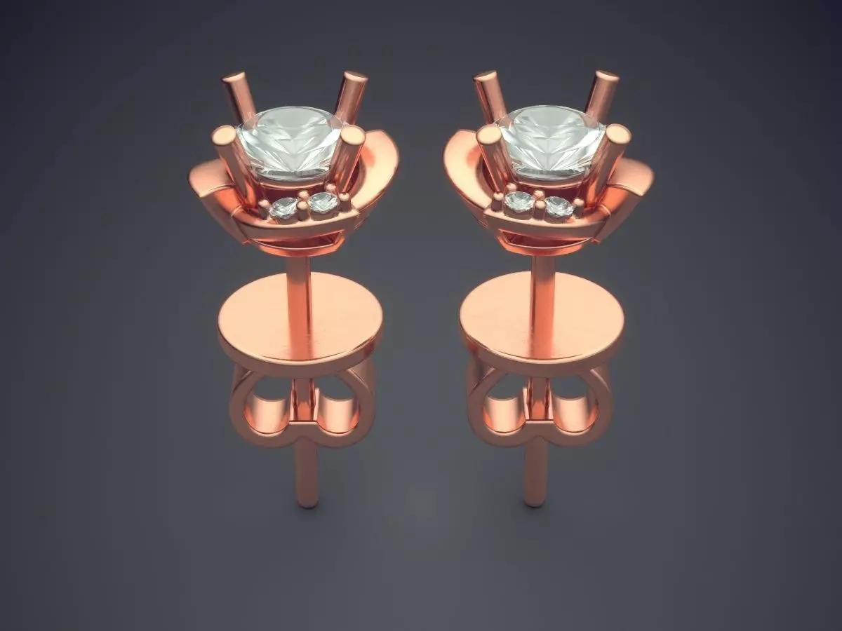Simple Earrings With Diamonds CAD 3801 3D print model_2