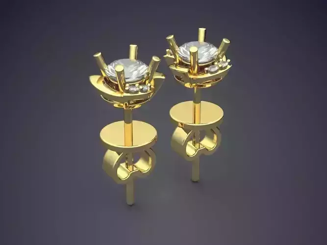 Simple Earrings With Diamonds CAD 3801 3D print model