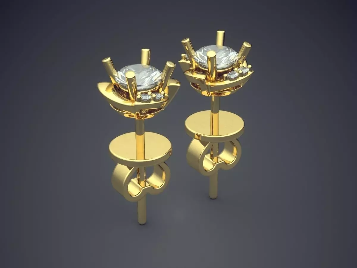 Simple Earrings With Diamonds CAD 3801 3D print model_0