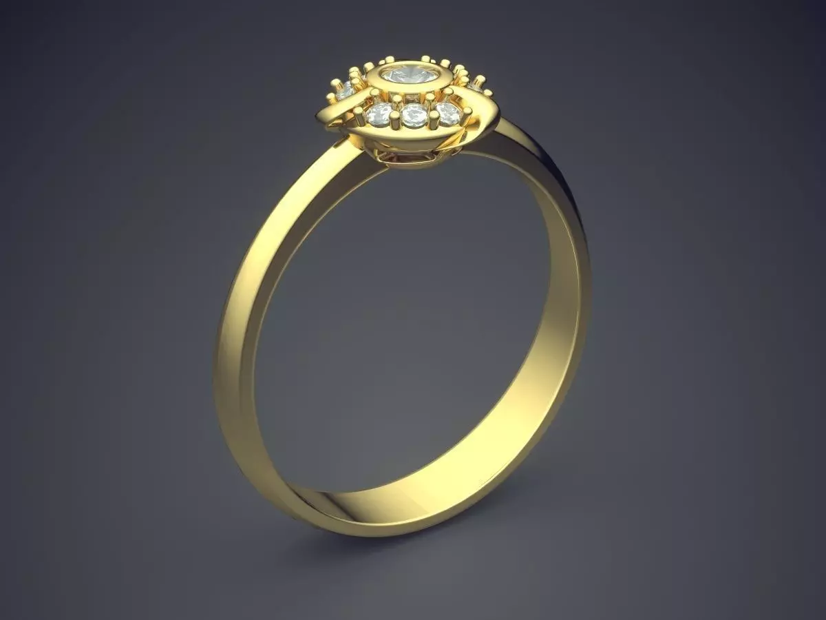 Thin Small Ring With Small Diamonds CAD 3800 3D print model