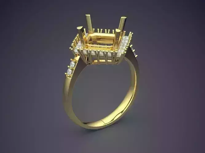 Ring With Hollow Square Ornament CAD 3798 3D print model