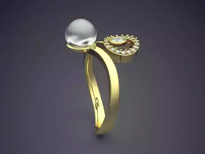 Simplistic Ring With Sphere Diamond CAD 3796