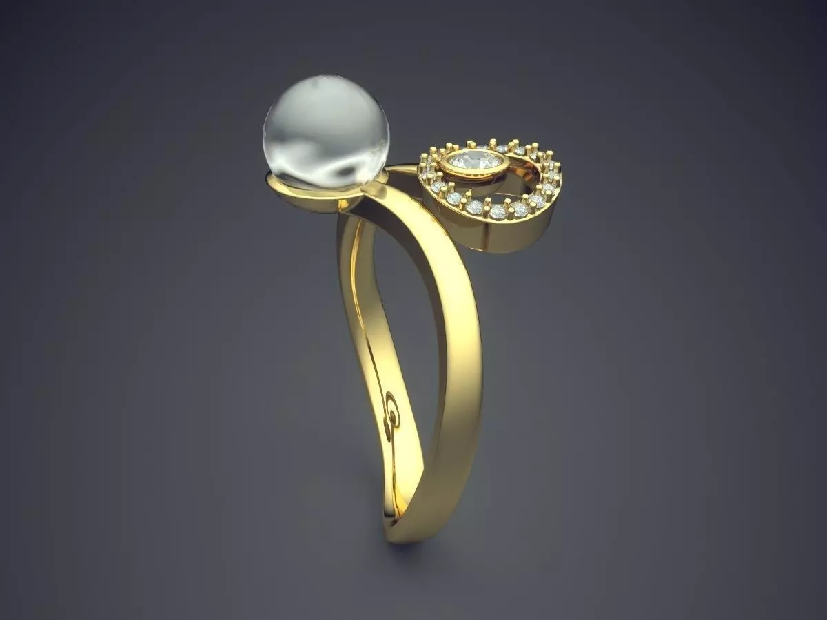Simplistic Ring With Sphere Diamond CAD 3796 3D print model_3