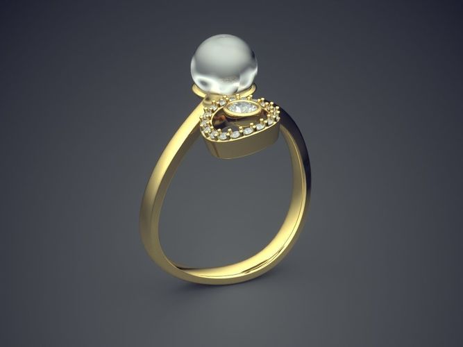 Simplistic Ring With Sphere Diamond CAD 3796 3D print model