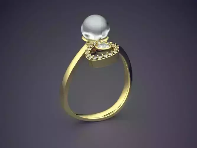 Simplistic Ring With Sphere Diamond CAD 3796
