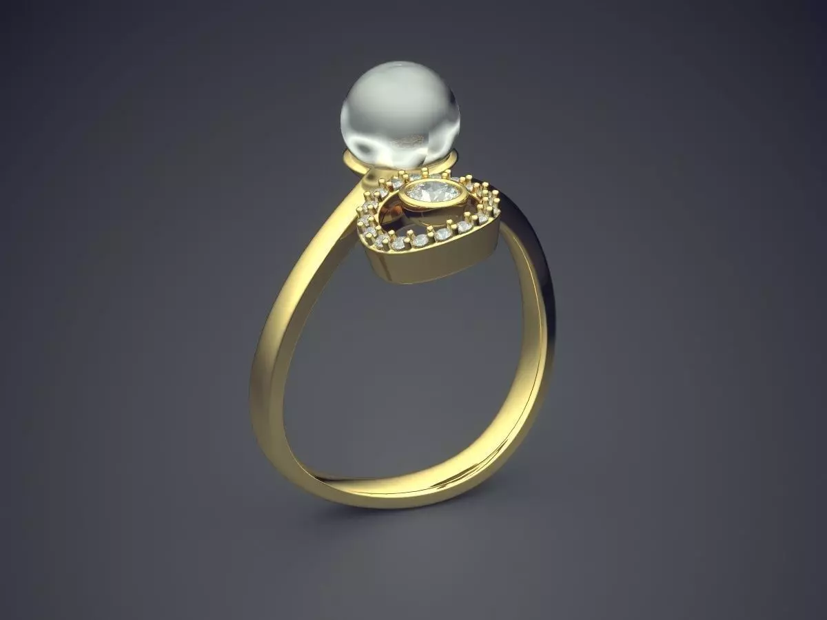 Simplistic Ring With Sphere Diamond CAD 3796 3D print model_0