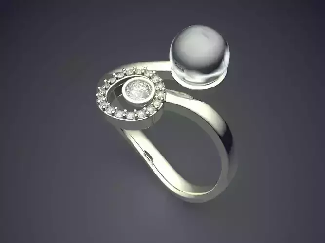 Simplistic Ring With Sphere Diamond CAD 3796