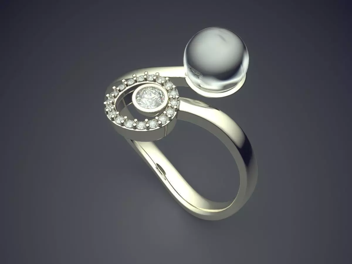 Simplistic Ring With Sphere Diamond CAD 3796 3D print model_1