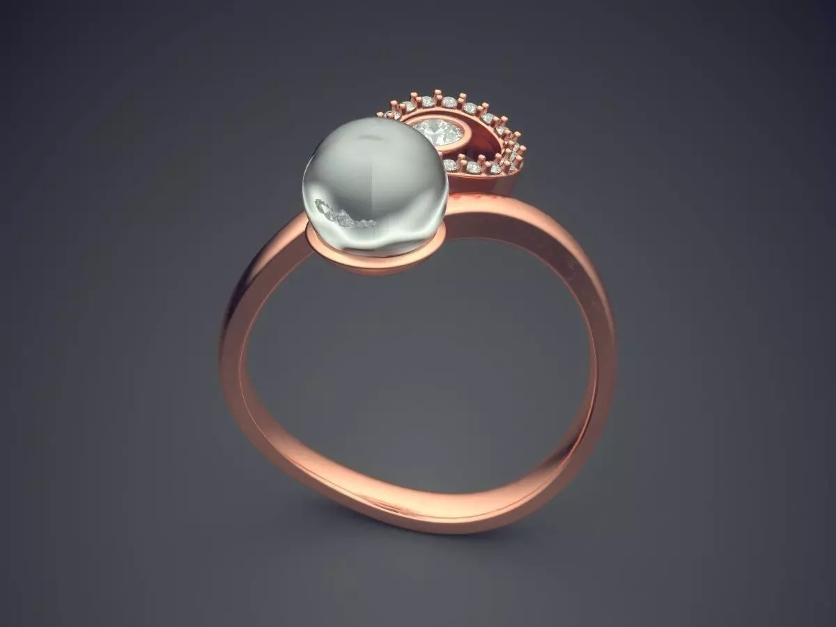 Simplistic Ring With Sphere Diamond CAD 3796 3D print model_2