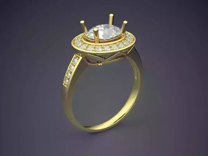 Ring With Big Circle Ornament And Diamond CAD 3794 3D print model