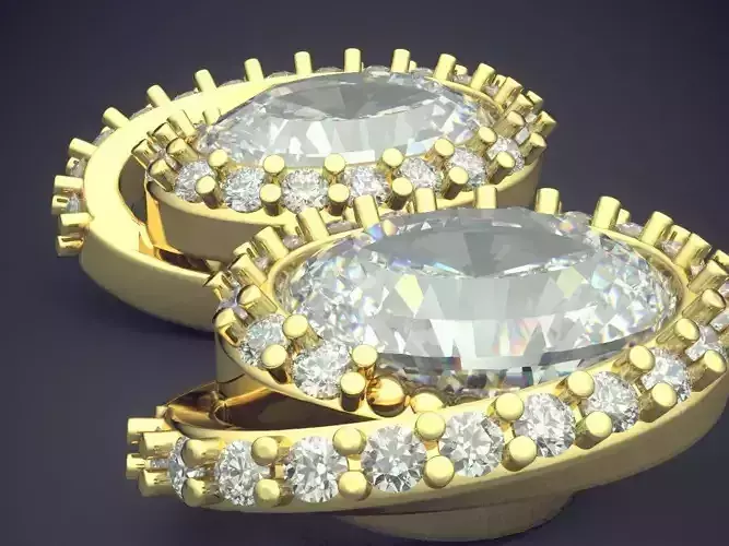 Circle Earrings With Diamond Inside CAD 3791