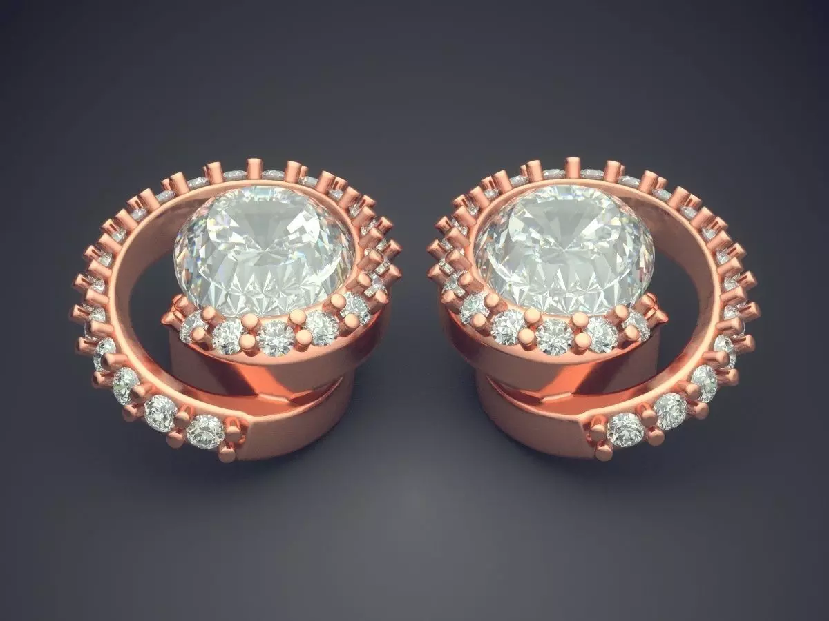 Circle Earrings With Diamond Inside CAD 3791 3D print model_2