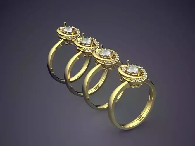 Ring Made From 4 Seperate Rings With Diamonds CAD 3787 3D print model