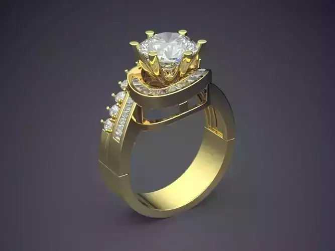 Ring With Plenty Diamonds On Top CAD 3785 3D print model
