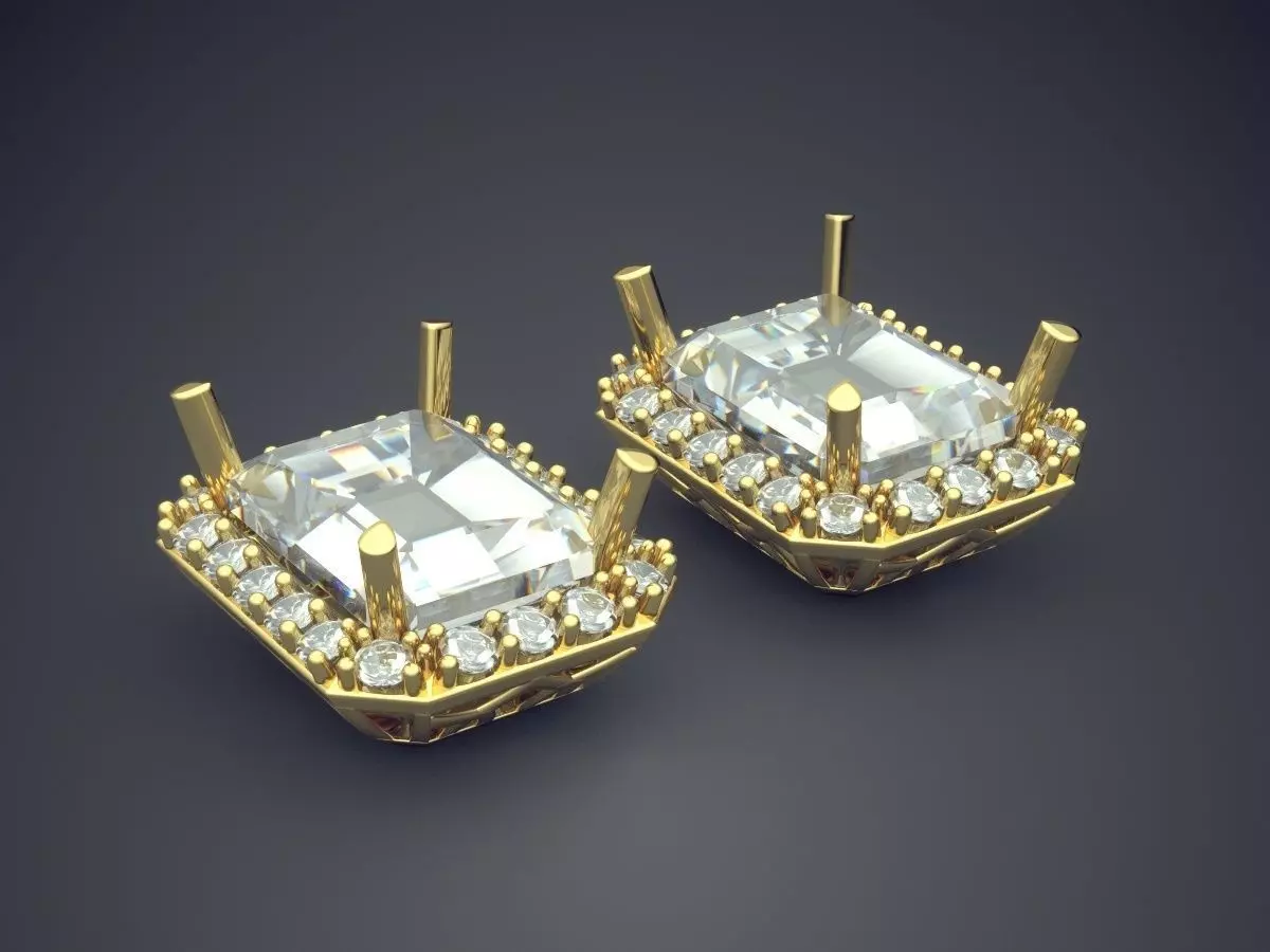 Earrings With Diamonds CAD-3784 3D print model