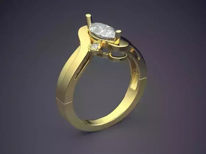 Ring With Diamond And Ornaments Surrounding It CAD 3781 3D print model
