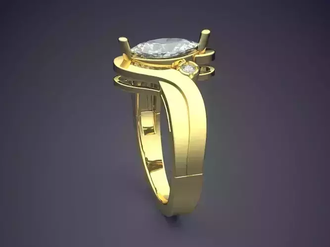 Ring With Diamond And Ornaments Surrounding It CAD 3781