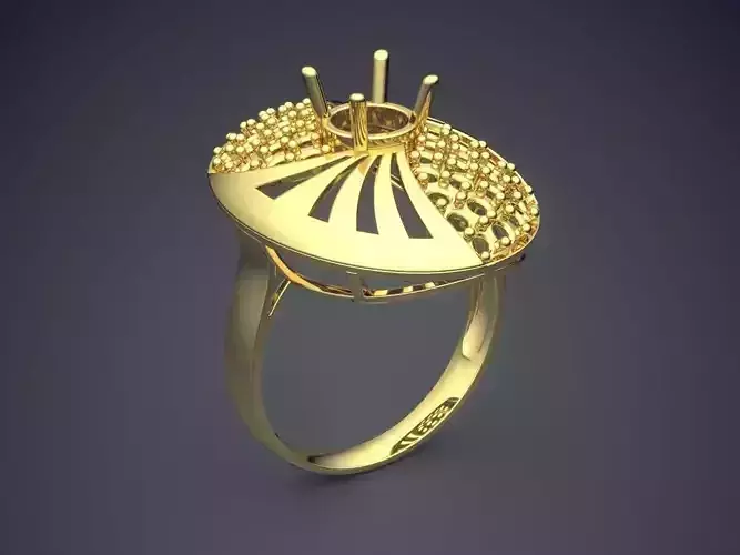 Ring With Huge Circle Ornament On Top CAD 3780 3D print model