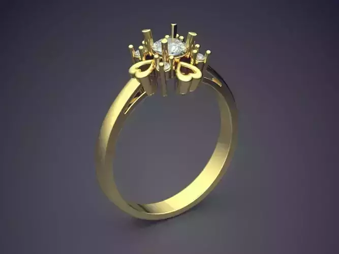 Humble Small Ring With Diamond  CAD 3776 3D print model