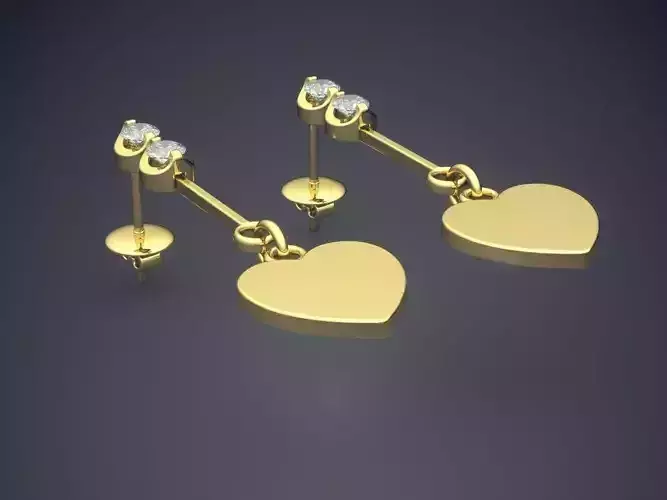 Hanging Long Heart Shaped Earrings CAD 3775 3D print model
