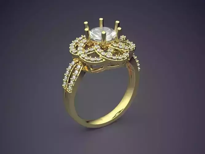 Ring With Complex Ornaments And Diamonds CAD 3772 3D print model