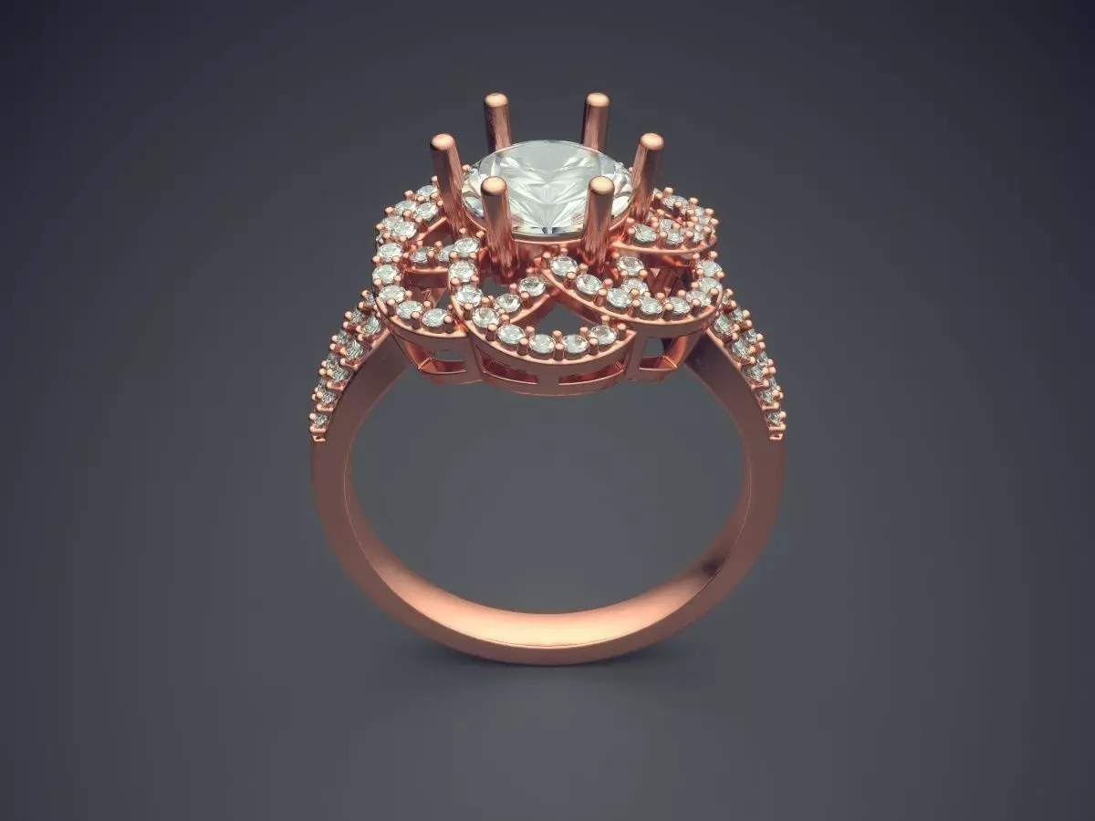 Ring With Complex Ornaments And Diamonds CAD 3772 3D print model_2