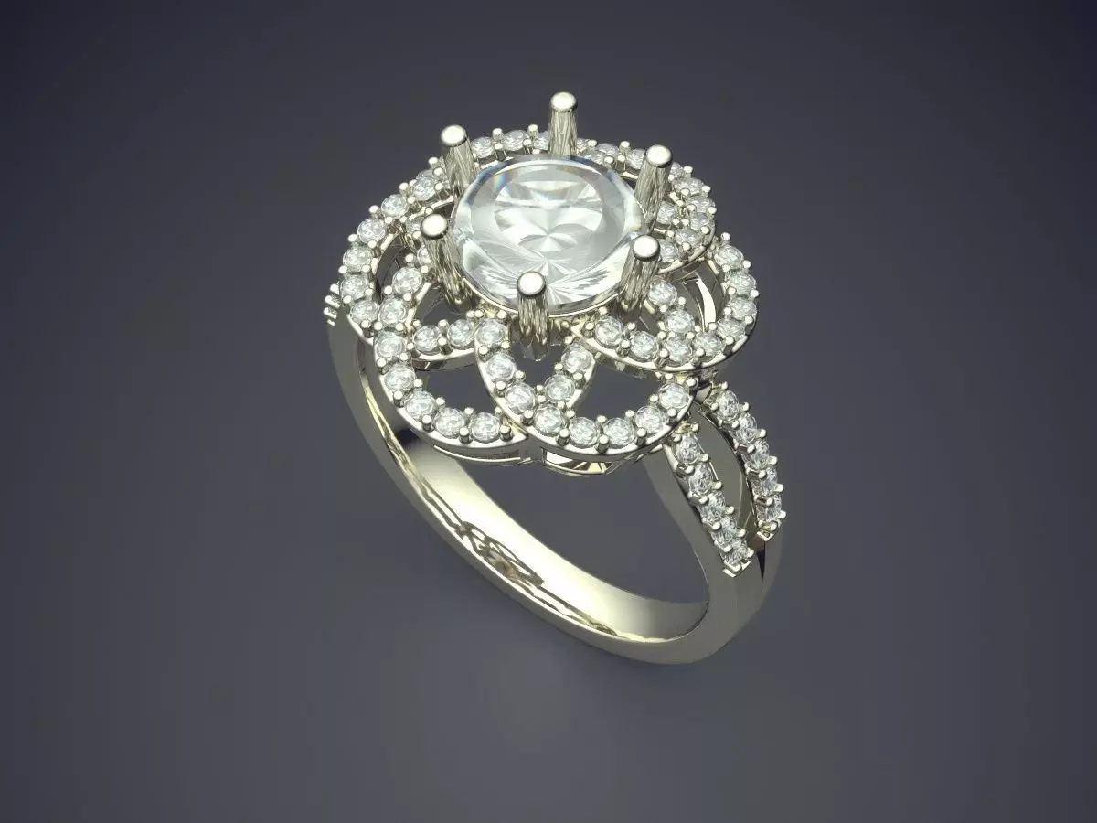 Ring With Complex Ornaments And Diamonds CAD 3772 3D print model_1