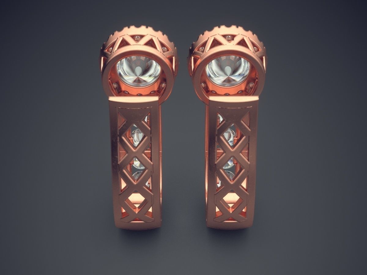 Earrings With Diamond On Both Sides Of The Ear CAD 3769 3D print model_2