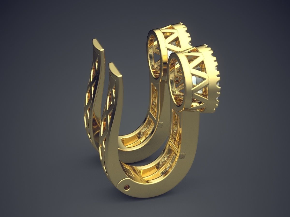 Earrings With Diamond On Both Sides Of The Ear CAD 3769 3D print model_3