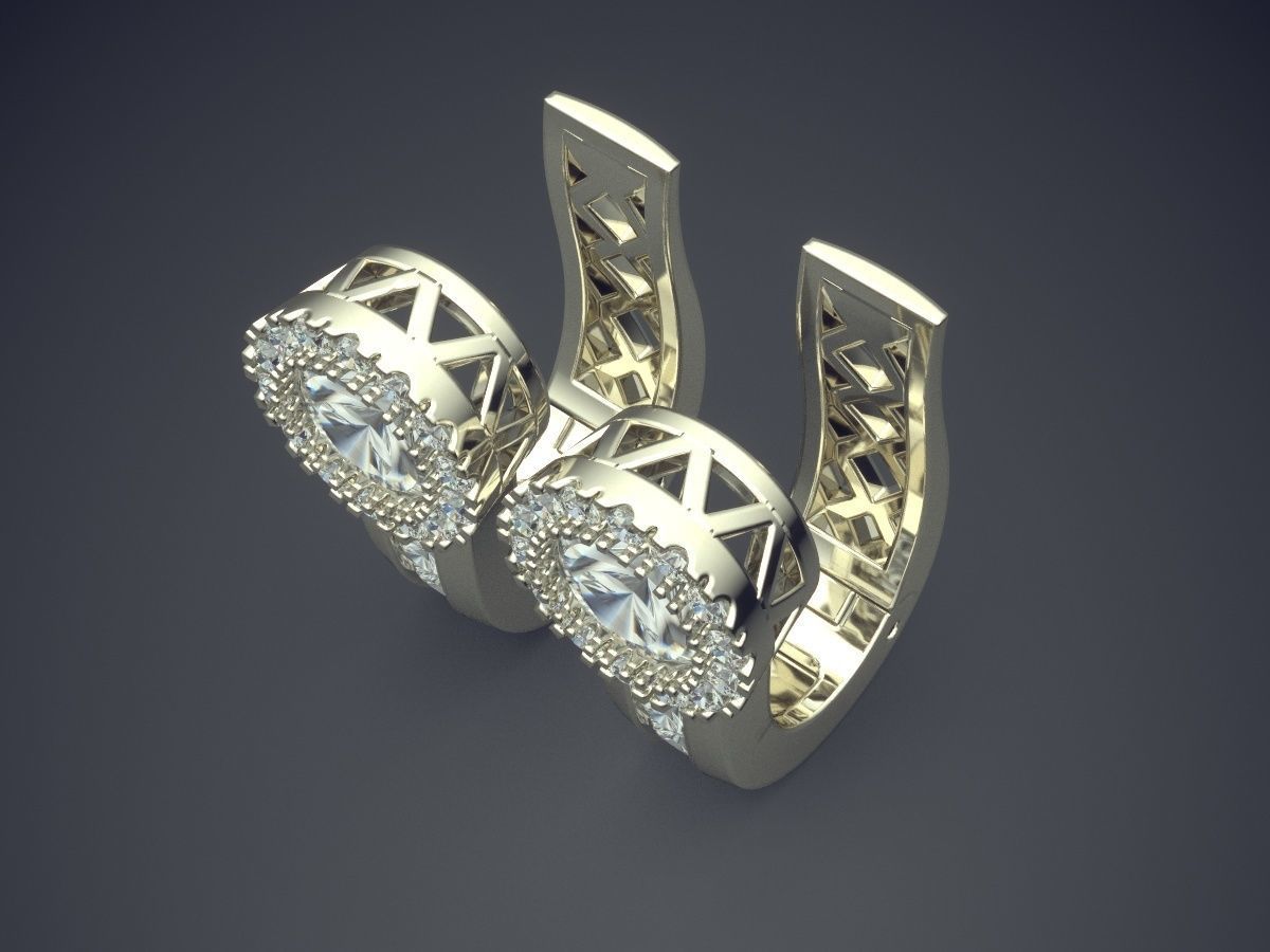 Earrings With Diamond On Both Sides Of The Ear CAD 3769 3D print model_1