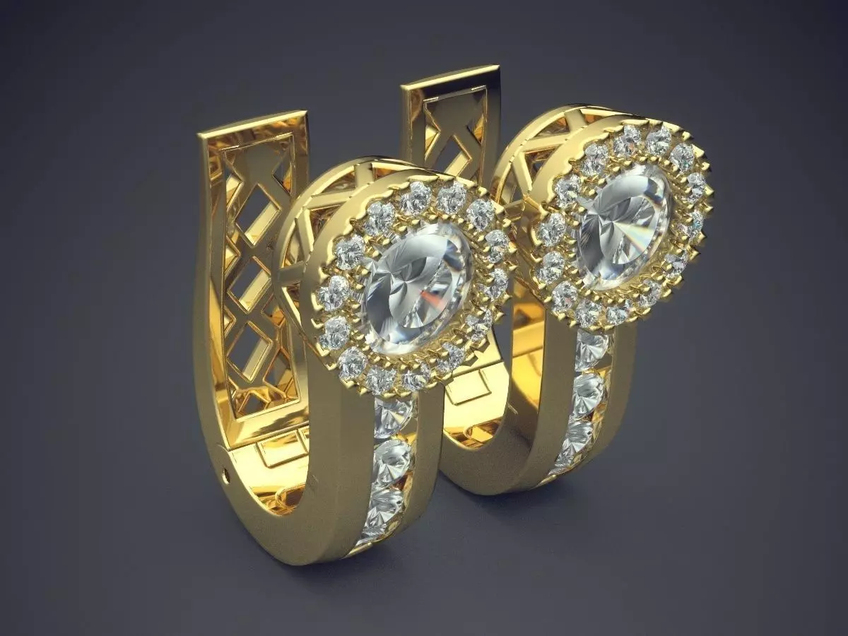 Earrings With Diamond On Both Sides Of The Ear CAD 3769 3D print model_0