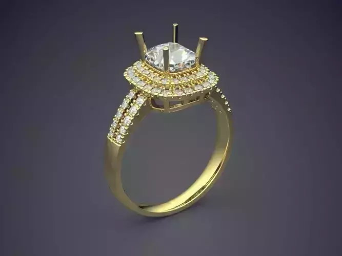 Ring With Square Ornament With Diamond CAD 3770 3D print model