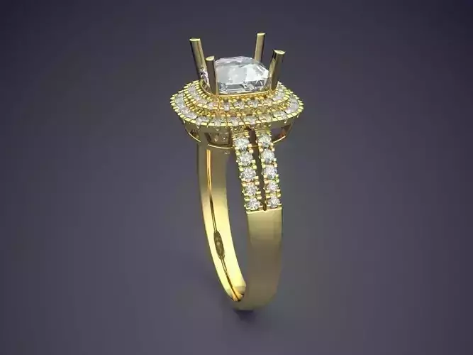 Ring With Square Ornament With Diamond CAD 3770