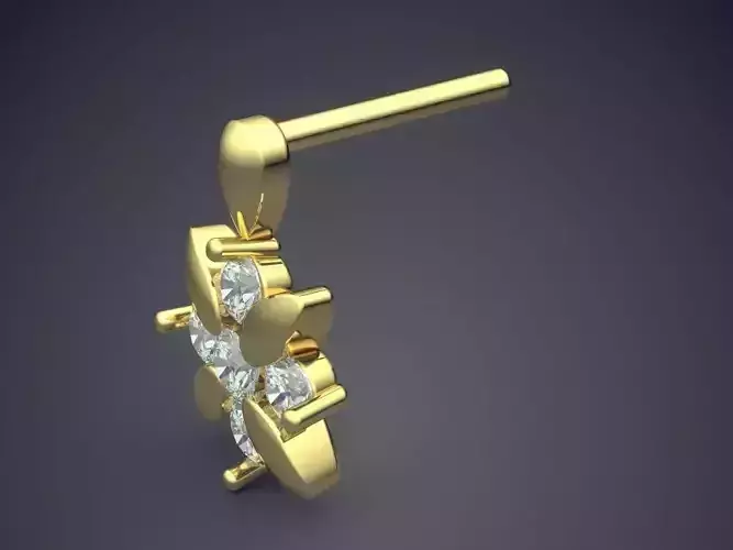 Small Earrings With Diamond Cross CAD 3768 3D print model