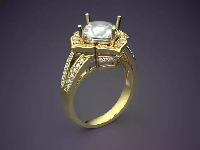 Ring With Big Diamond CAD 3767 3D print model