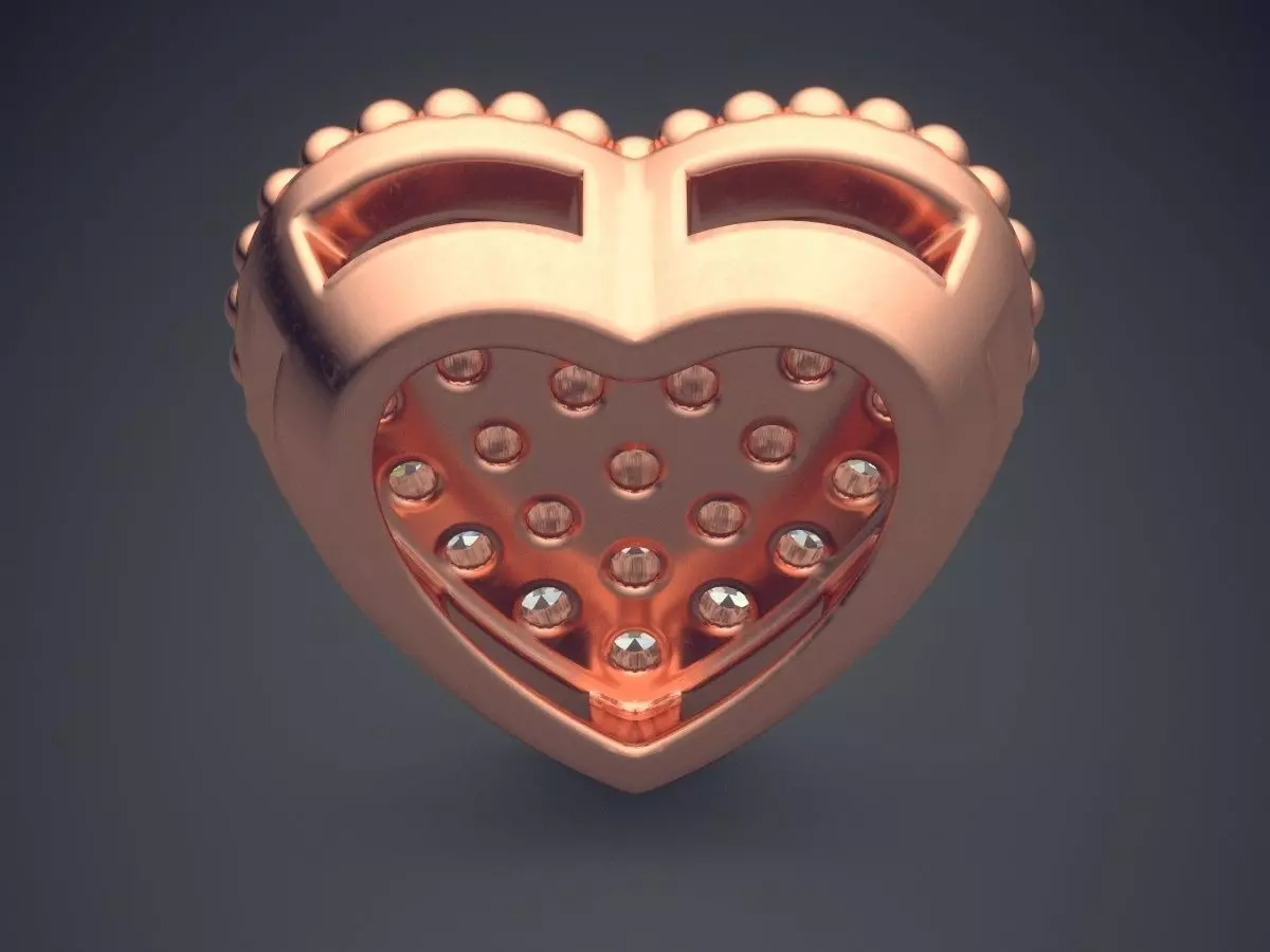 Heart Shaped Brooch CAD 3766 3D print model_2