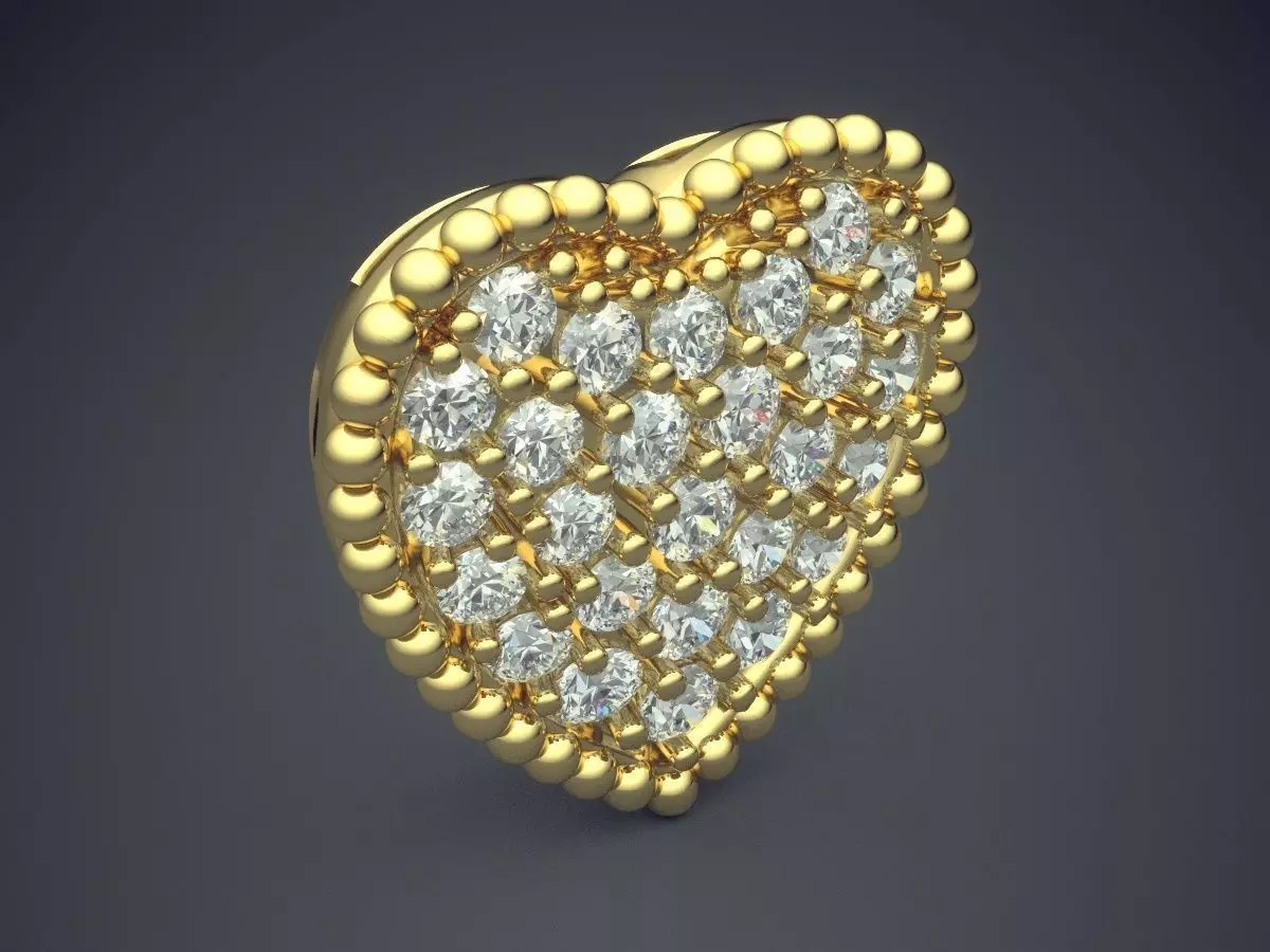 Heart Shaped Brooch CAD 3766 3D print model_0